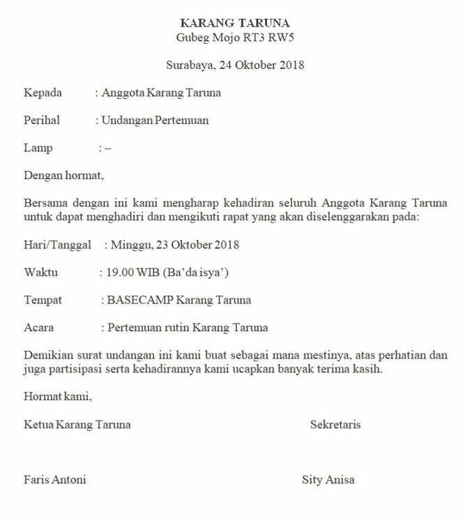 Detail Contoh Surat Undangan Acara Nomer 6