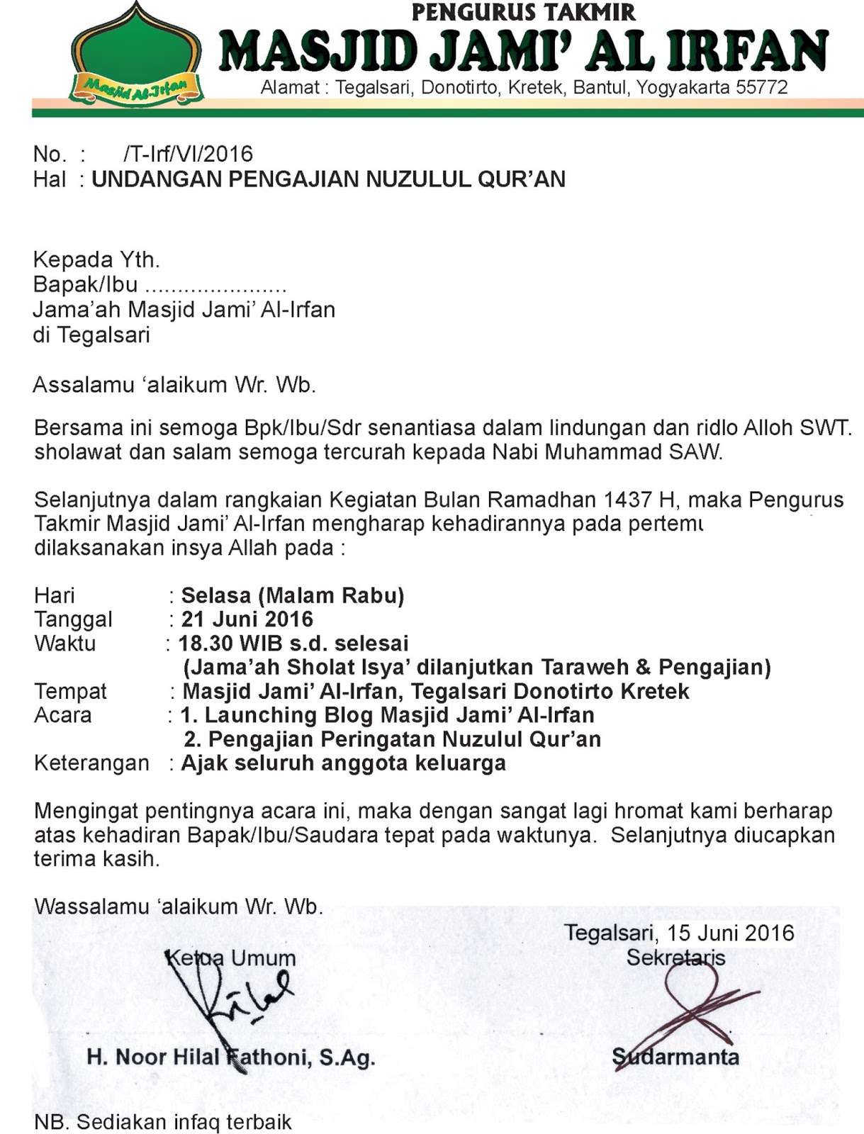 Detail Contoh Surat Undangan Anak Yatim Nomer 11