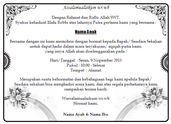 Download Contoh Surat Undangan Aqiqah Nomer 39