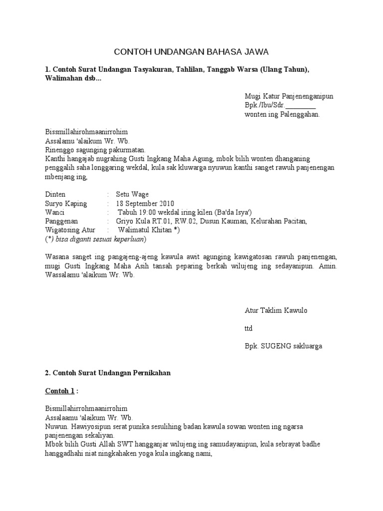 Contoh Surat Undangan Bahasa Jawa - 53+ Koleksi Gambar