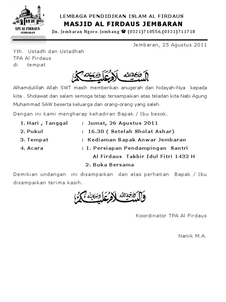 Detail Contoh Surat Undangan Buka Puasa Bersama Dan Santunan Anak Yatim Nomer 20