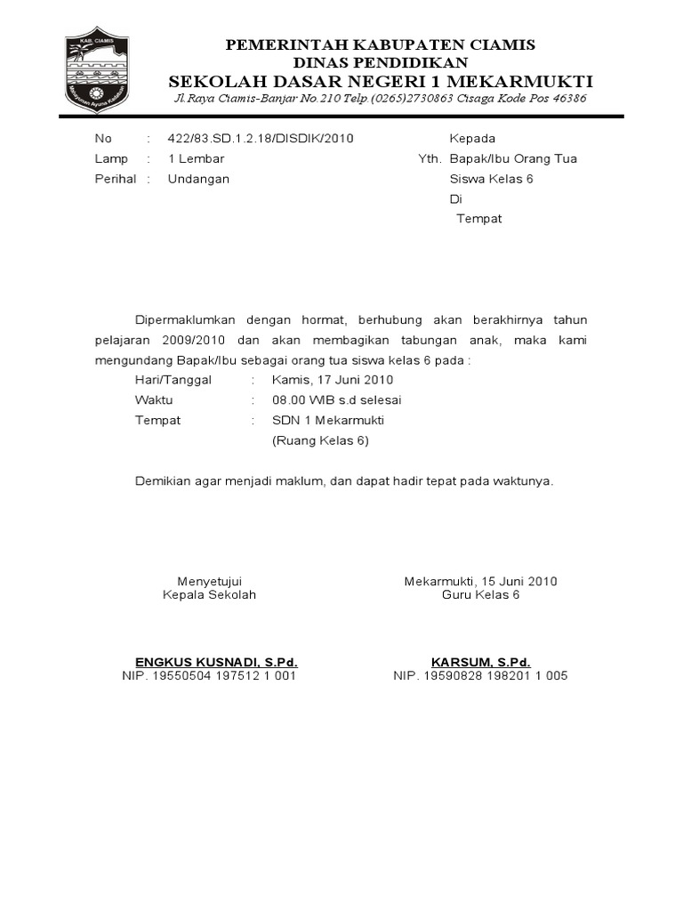Contoh Surat Undangan Dari Sekolah - 55+ Koleksi Gambar