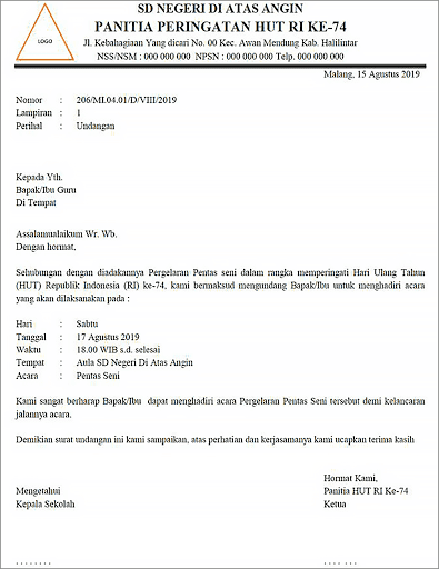 Detail Contoh Surat Undangan Hut Ri Ke 74 Koleksi Nomer 31
