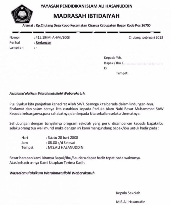 Detail Contoh Surat Undangan Kegiatan Sekolah Nomer 5