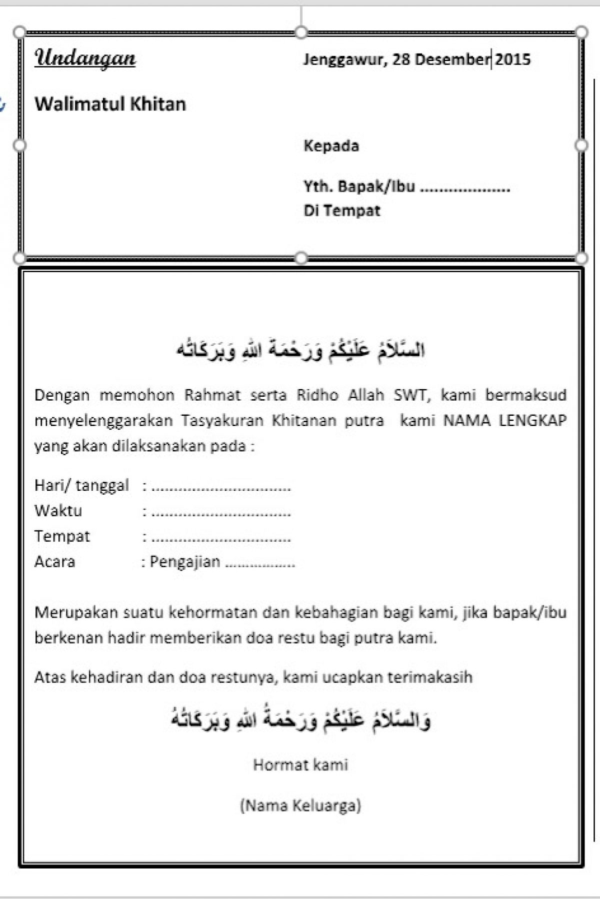 Detail Contoh Surat Undangan Khataman Al Quran Nomer 45