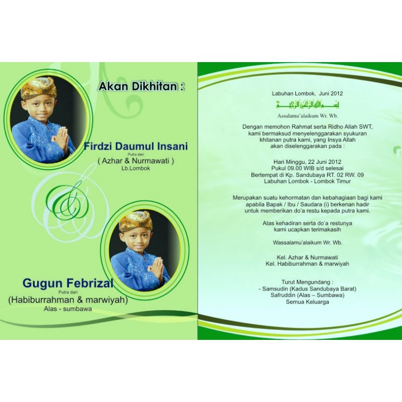 Contoh Surat Undangan Khitanan Anak - 55+ Koleksi Gambar