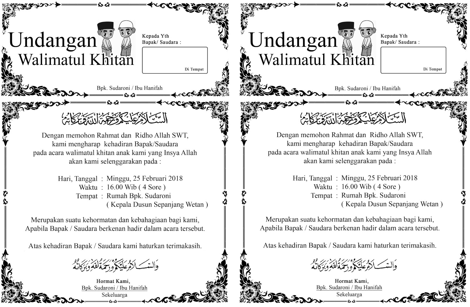 Detail Contoh Surat Undangan Khitanan Bahasa Sunda Nomer 26