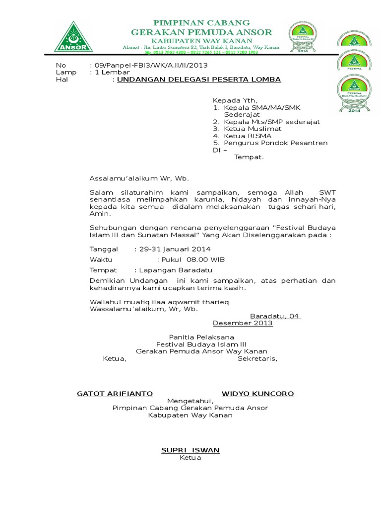 Detail Contoh Surat Undangan Lomba Nomer 42