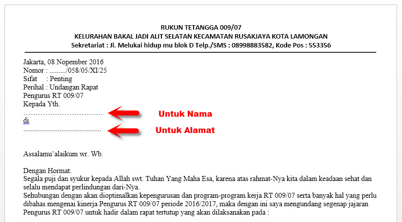 Detail Contoh Surat Undangan Mail Merge Nomer 2