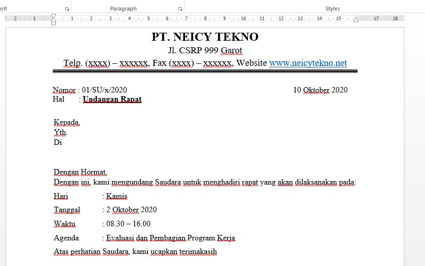 Detail Contoh Surat Undangan Mail Merge Nomer 5