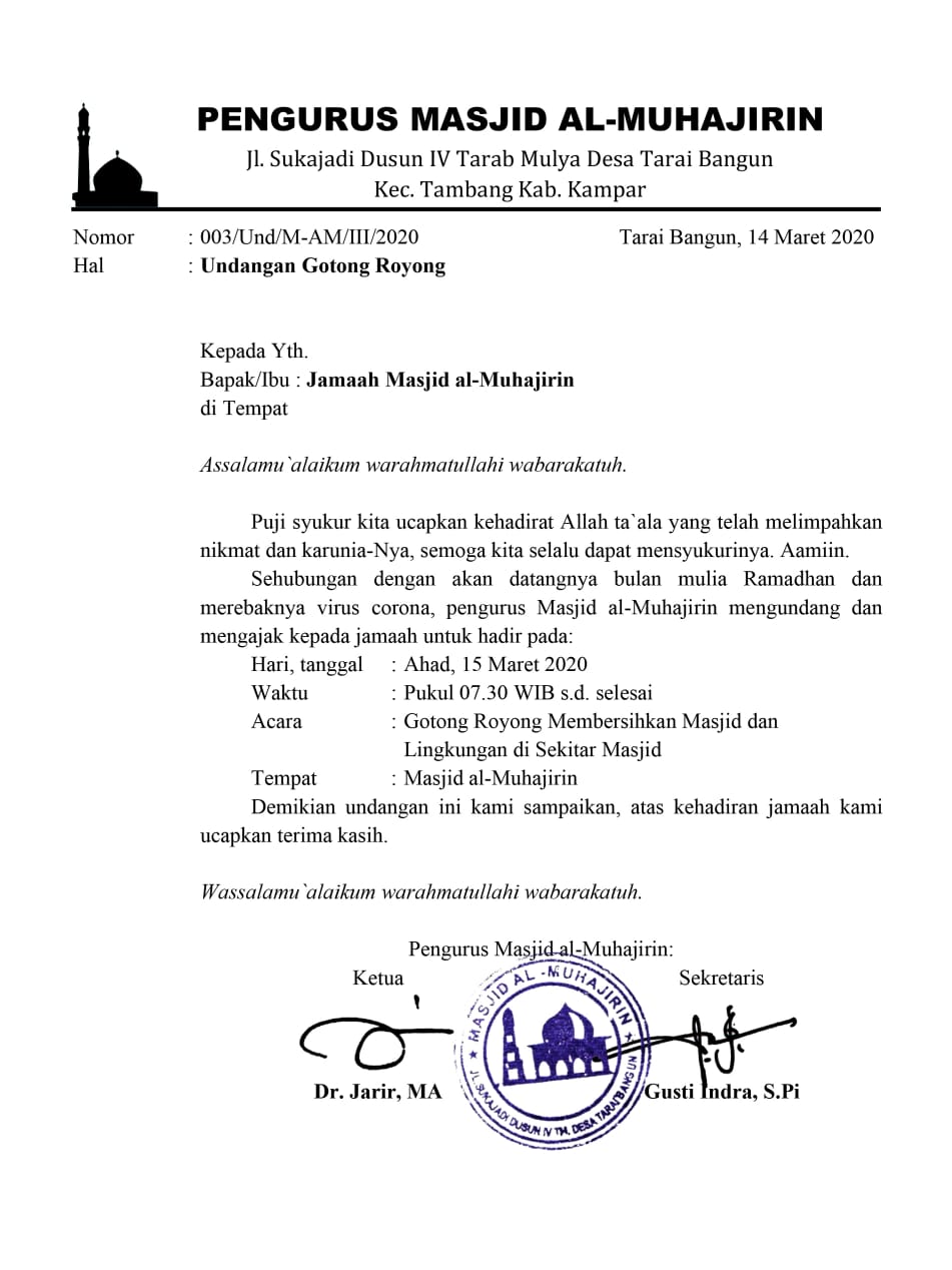 Detail Contoh Surat Undangan Masjid Nomer 36