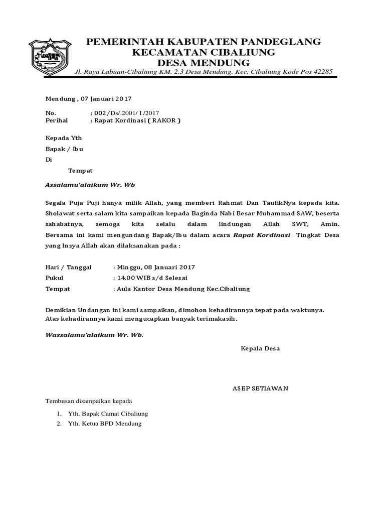 Contoh Surat Undangan Musyawarah Desa - 57+ Koleksi Gambar