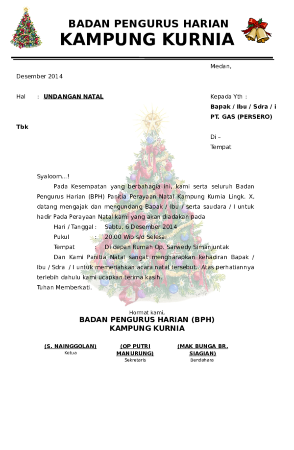 Detail Contoh Surat Undangan Natal Nomer 29