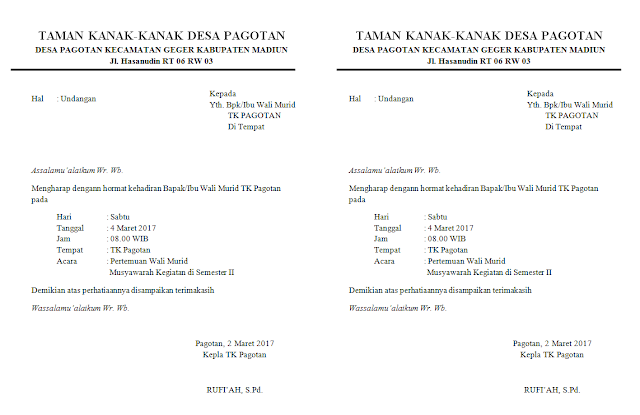 Detail Contoh Surat Undangan Orang Tua Siswa Nomer 29