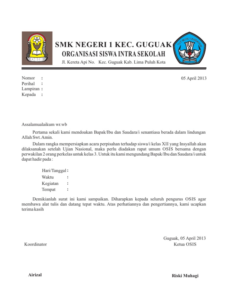 Detail Contoh Surat Undangan Osis Nomer 23