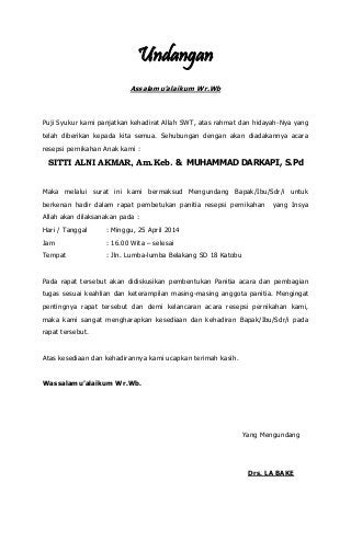 Detail Contoh Surat Undangan Panitia Pernikahan Nomer 10