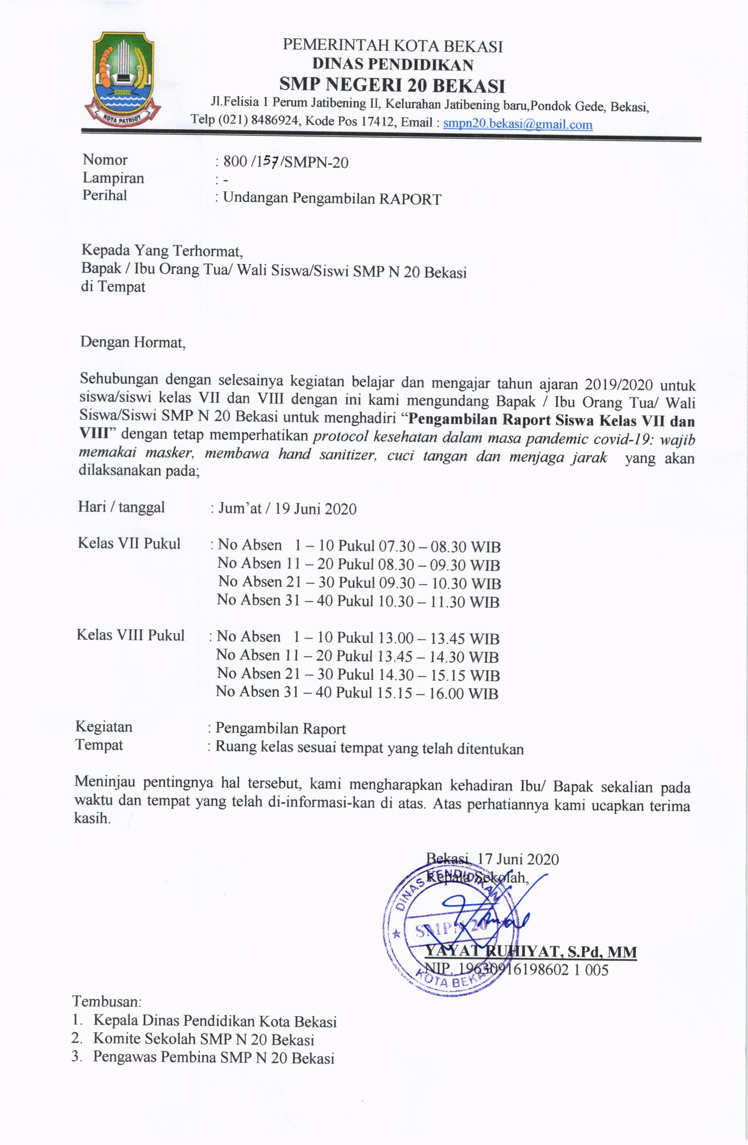 Detail Contoh Surat Undangan Pembagian Raport Nomer 6