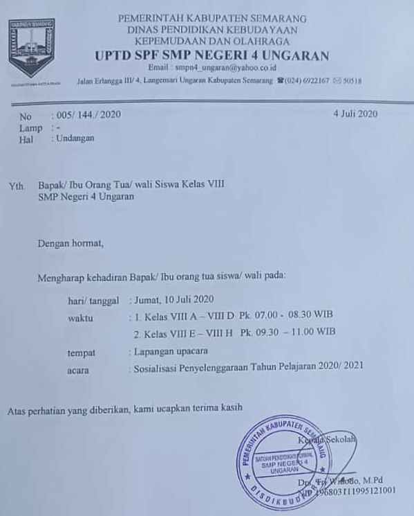 Detail Contoh Surat Undangan Pembagian Raport Nomer 54