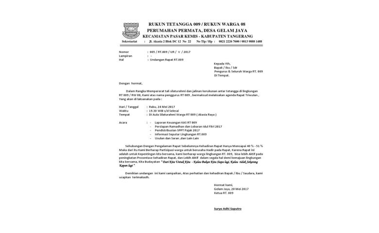 Detail Contoh Surat Undangan Pemilihan Ketua Rt Nomer 51