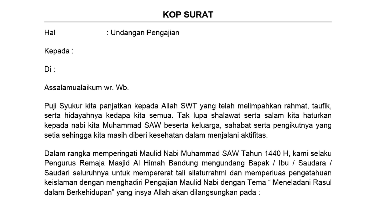 Detail Contoh Surat Undangan Pengajian Nomer 55