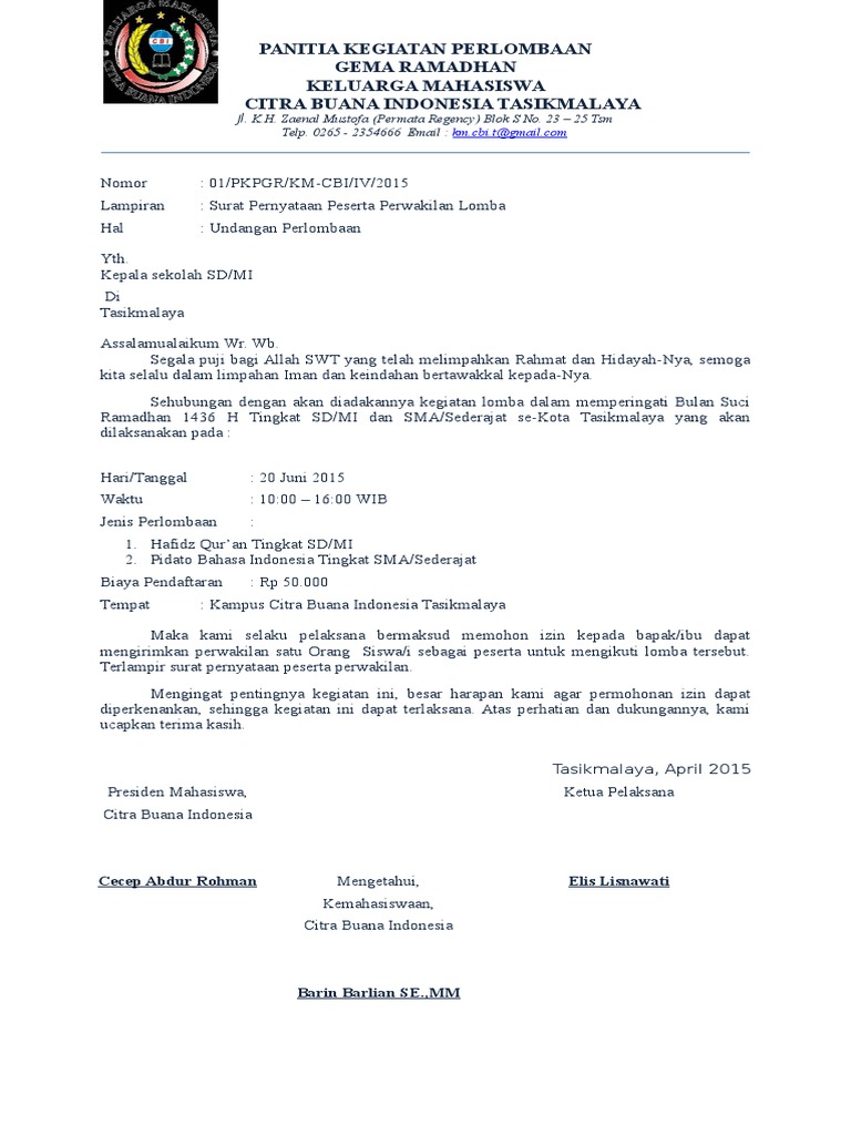 Detail Contoh Surat Undangan Perlombaan Nomer 9