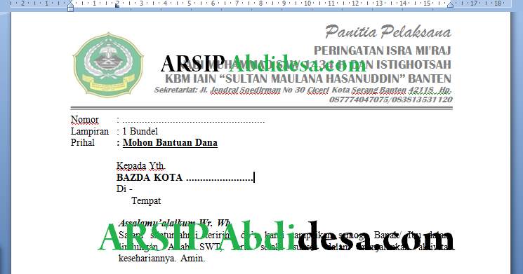 Download Contoh Surat Undangan Phbi Isra Miraj Nomer 45