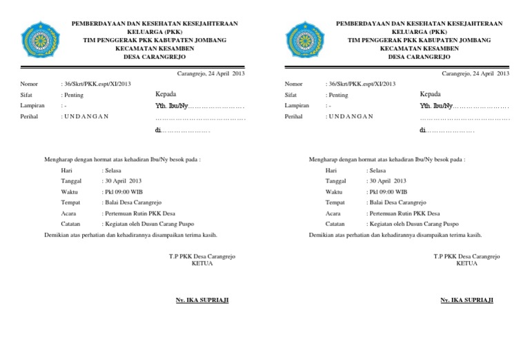 Detail Contoh Surat Undangan Pkk Nomer 7