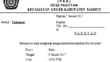 Detail Contoh Surat Undangan Pkk Nomer 8