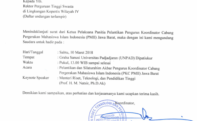 Detail Contoh Surat Undangan Pmii Nomer 50