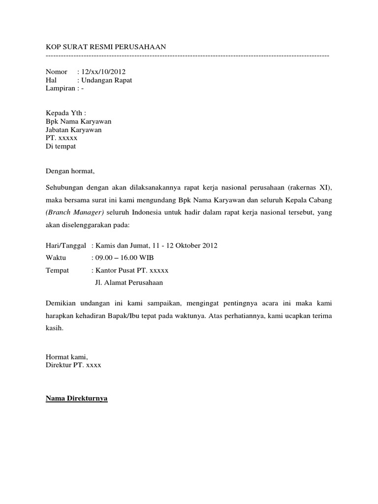 Detail Contoh Surat Undangan Rapat Kantor Nomer 15