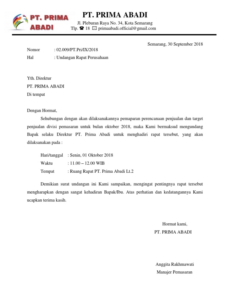 Detail Contoh Surat Undangan Rapat Kantor Nomer 18