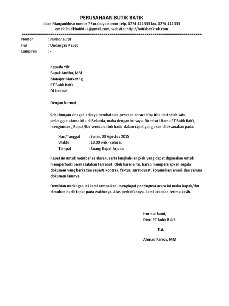 Detail Contoh Surat Undangan Rapat Kantor Nomer 27