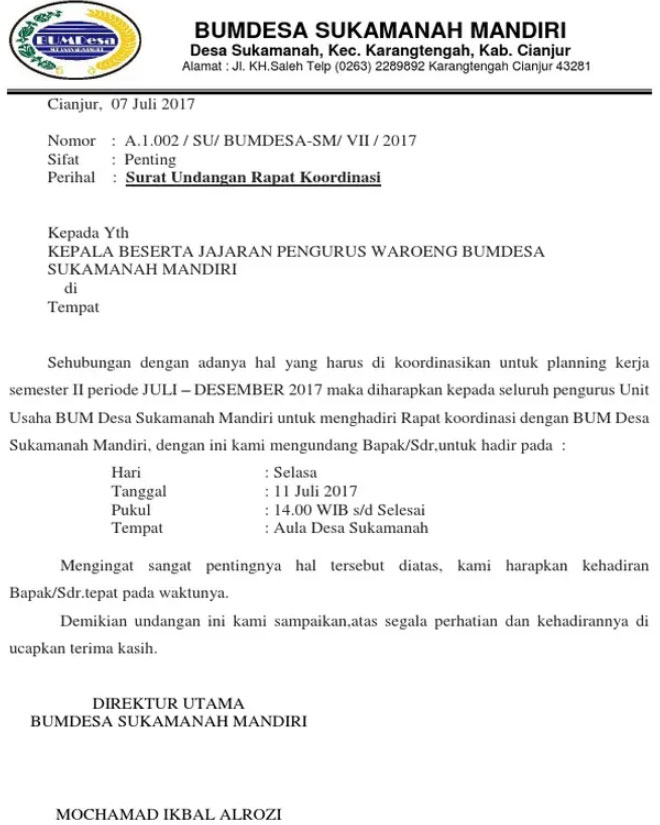 Detail Contoh Surat Undangan Rapat Kantor Nomer 36
