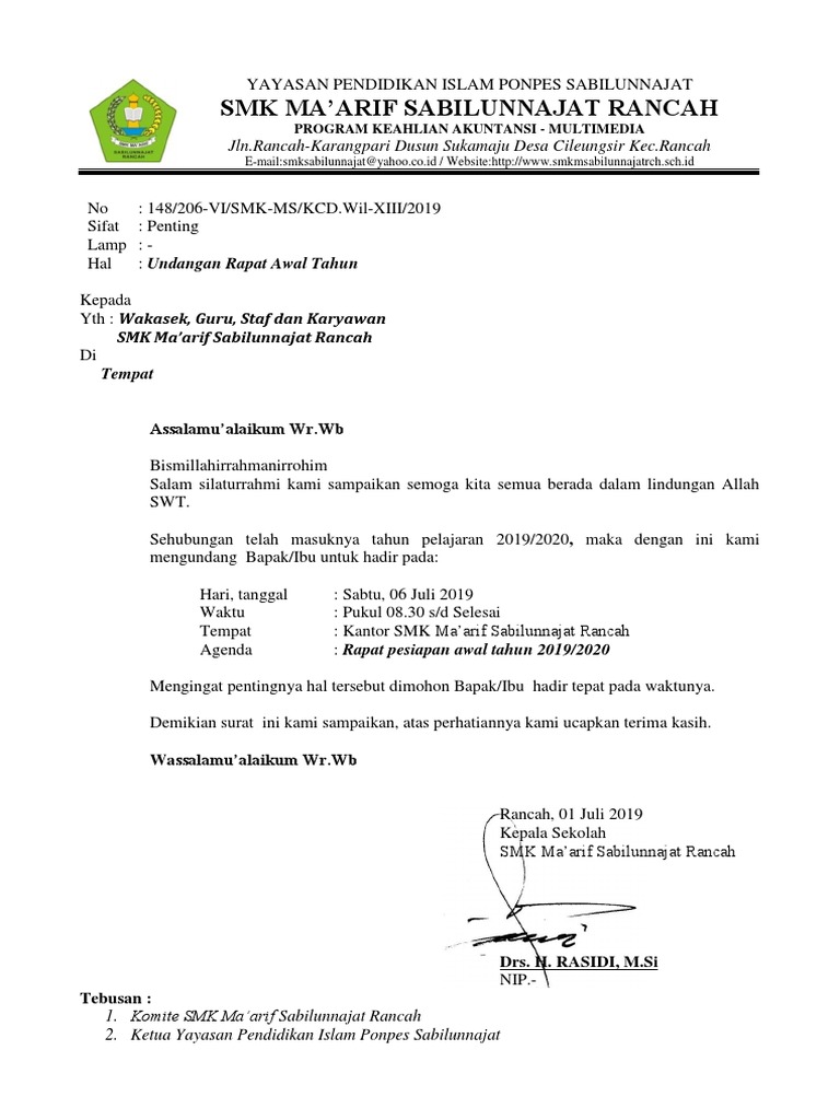 Detail Contoh Surat Undangan Rapat Kantor Nomer 54