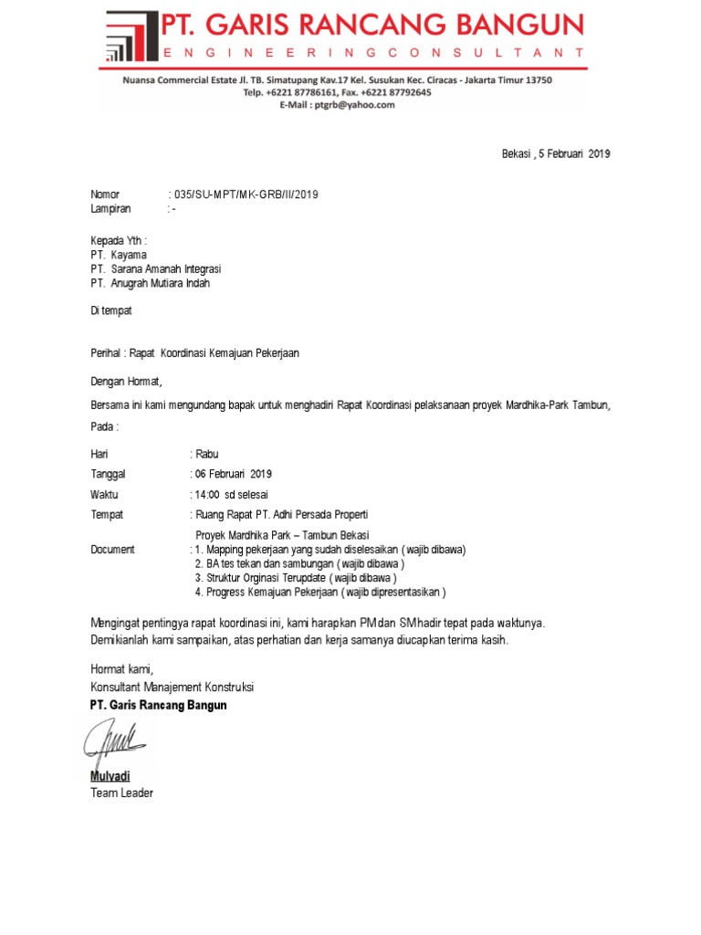 Detail Contoh Surat Undangan Rapat Koordinasi Koleksi Nomer 49