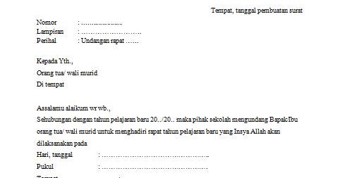 Detail Contoh Surat Undangan Rapat Orang Tua Murid Nomer 53