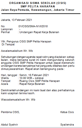 Download Contoh Surat Undangan Rapat Osis Nomer 9