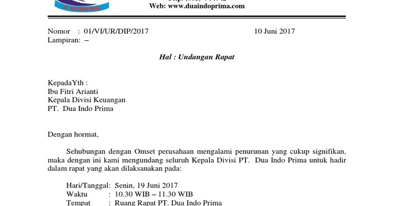 Detail Contoh Surat Undangan Rapat Perusahaan Nomer 34