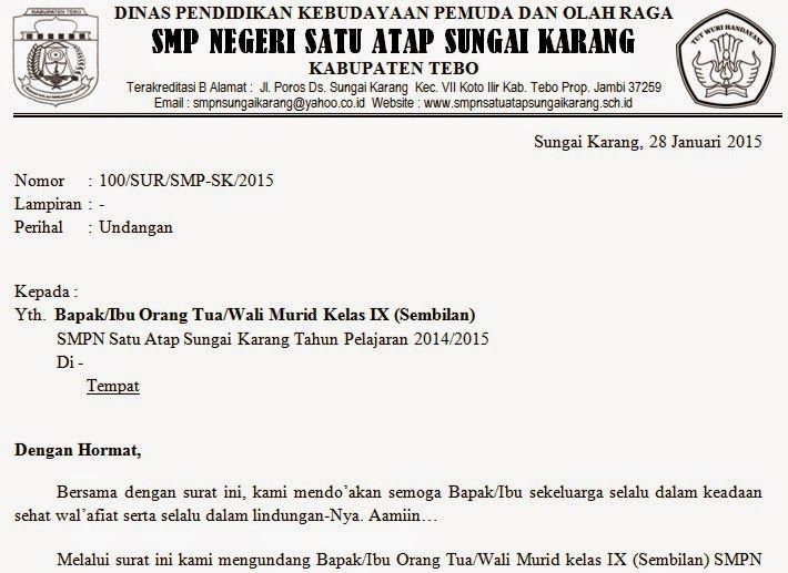 Detail Contoh Surat Undangan Rapat Sekolah Untuk Orang Tua Nomer 4