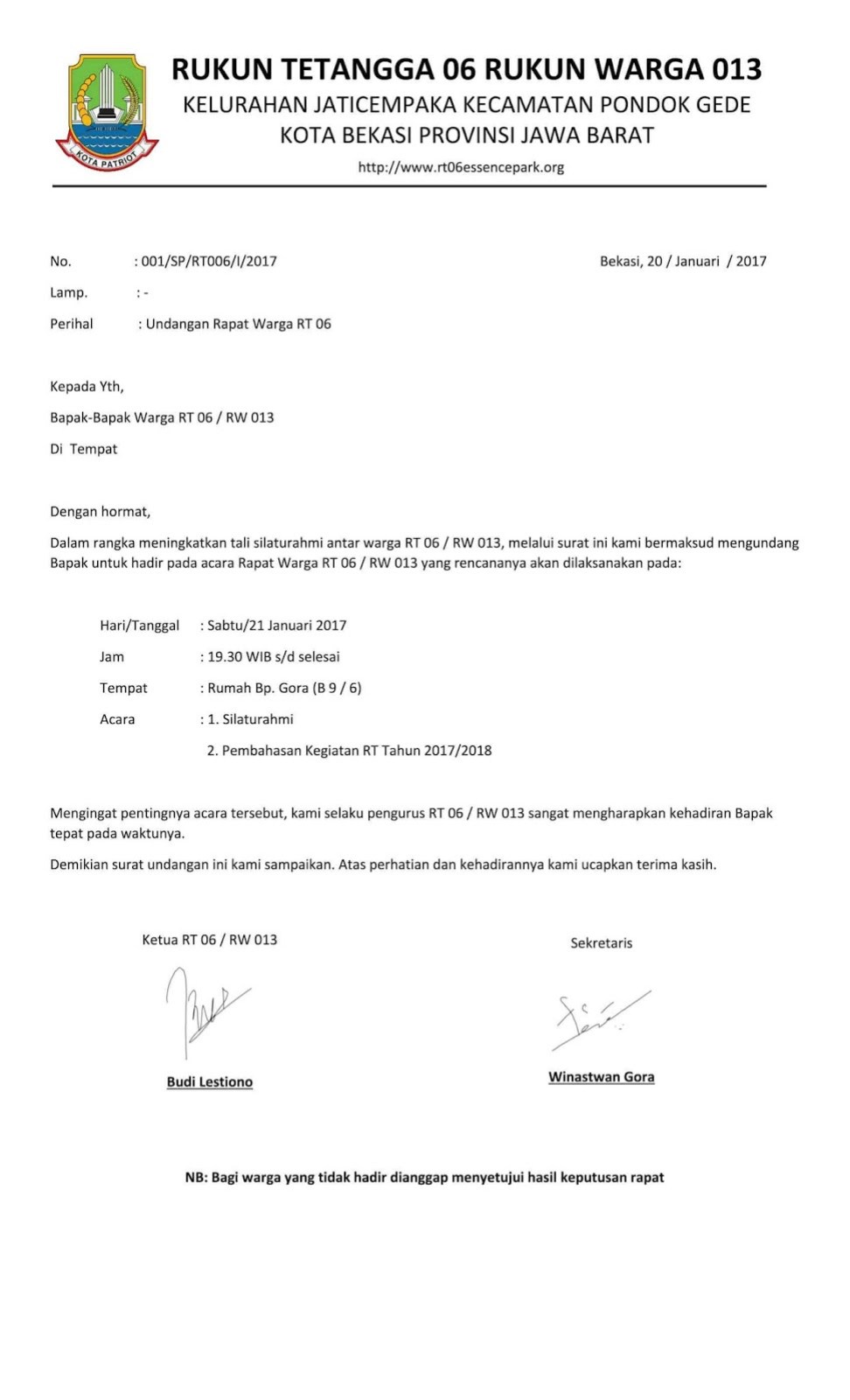 Detail Contoh Surat Undangan Rapat Warga Nomer 48