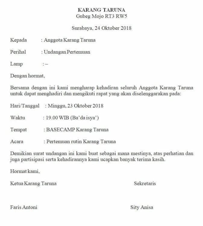 Detail Contoh Surat Undangan Resmi Organisasi Nomer 51