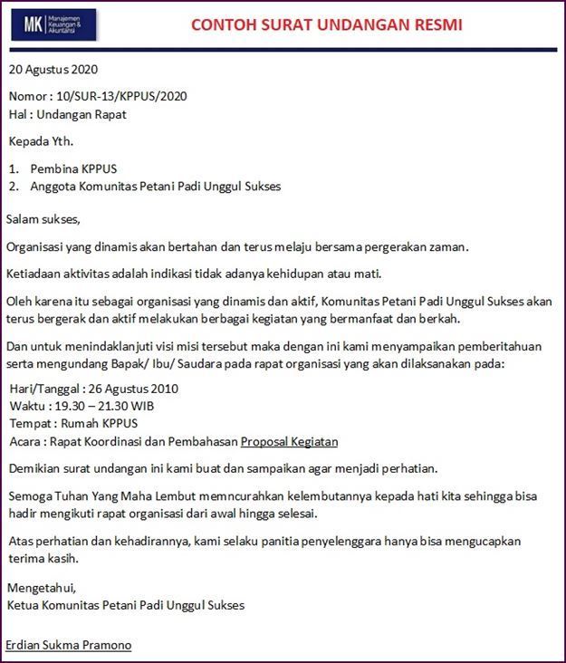 Detail Contoh Surat Undangan Resmi Organisasi Nomer 52