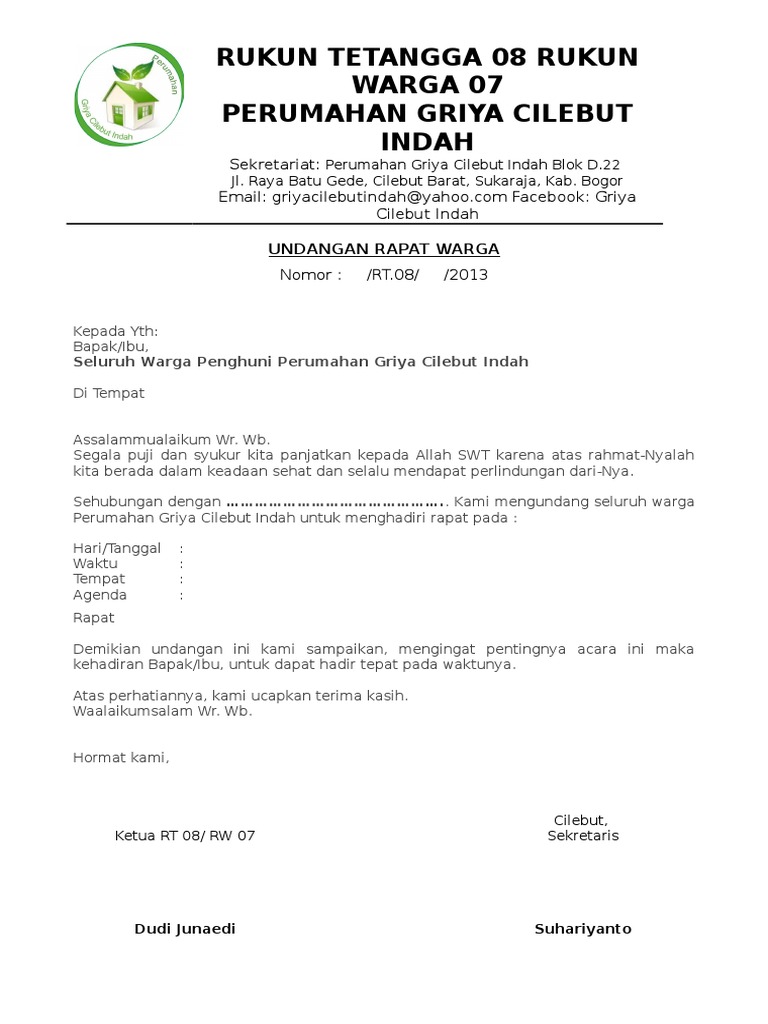 Download Contoh Surat Undangan Rt Untuk Warga Nomer 12