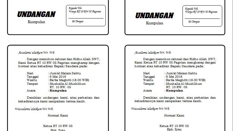 Detail Contoh Surat Undangan Rt Untuk Warga Nomer 48