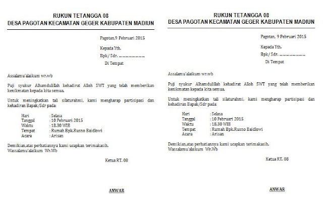 Detail Contoh Surat Undangan Rt Untuk Warga Nomer 53