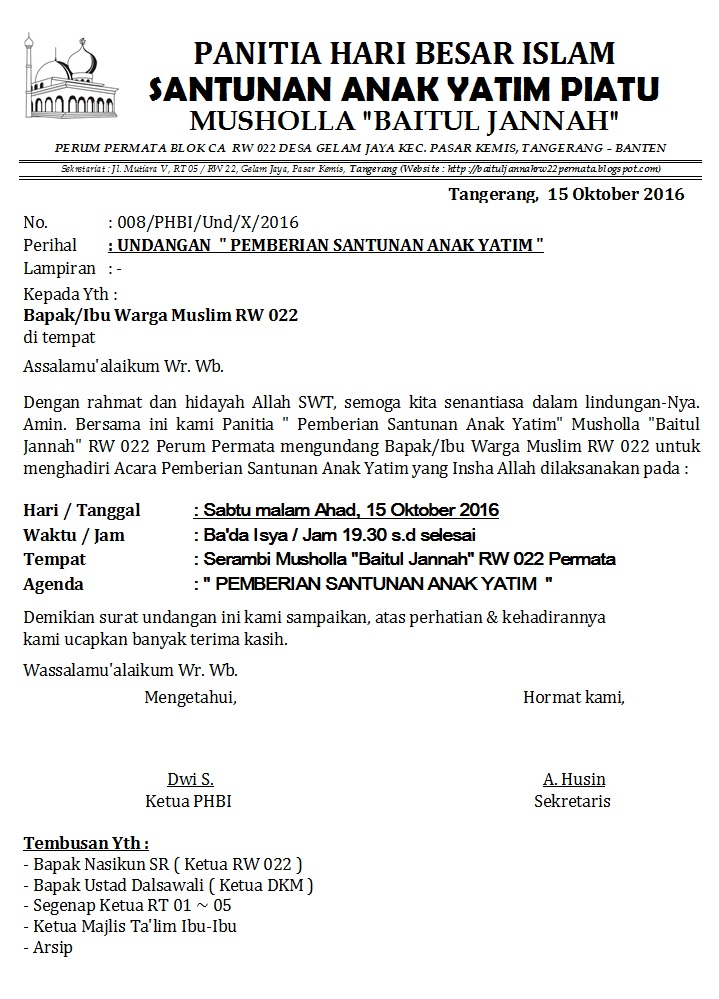Contoh Surat Undangan Santunan Anak Yatim - 54+ Koleksi Gambar