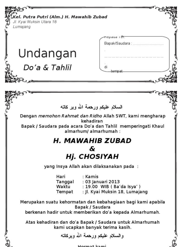 Detail Contoh Surat Undangan Tahlil Nomer 28