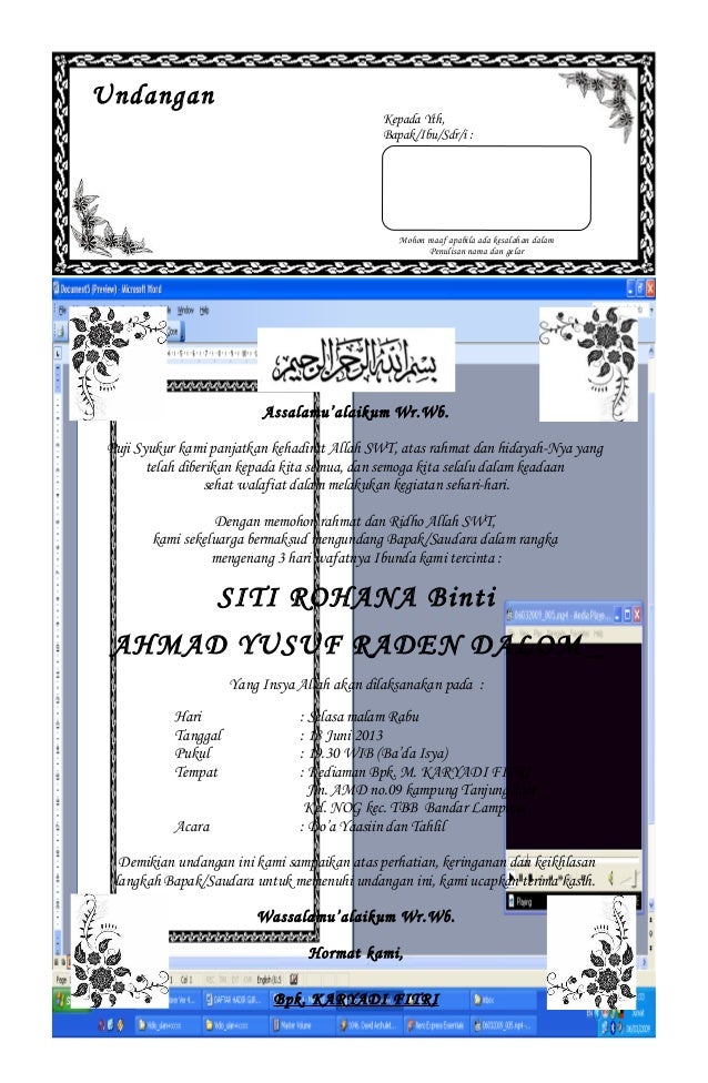 Detail Contoh Surat Undangan Tahlil Nomer 43