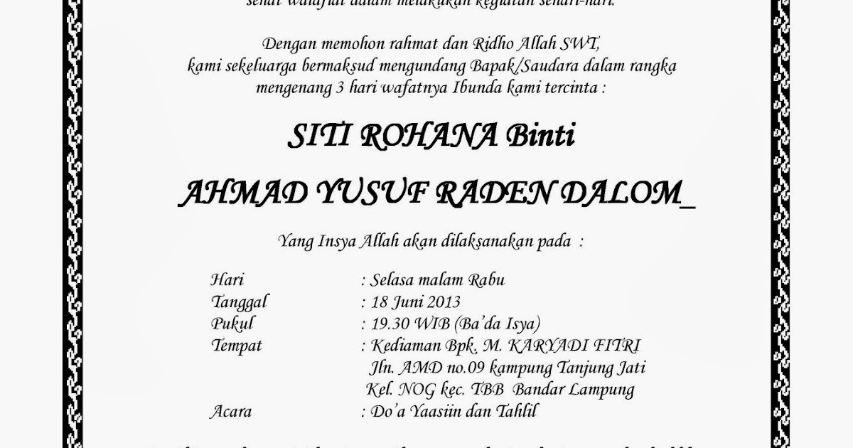 Detail Contoh Surat Undangan Tahlil Nomer 53