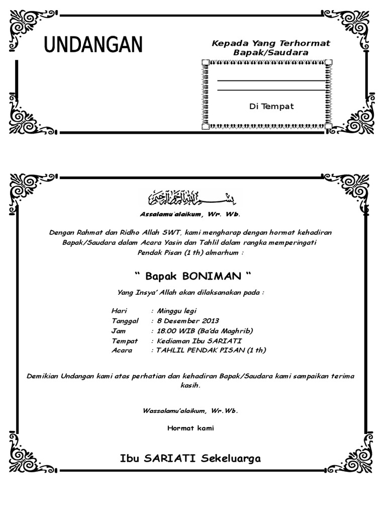 Detail Contoh Surat Undangan Tahlilan Nomer 20